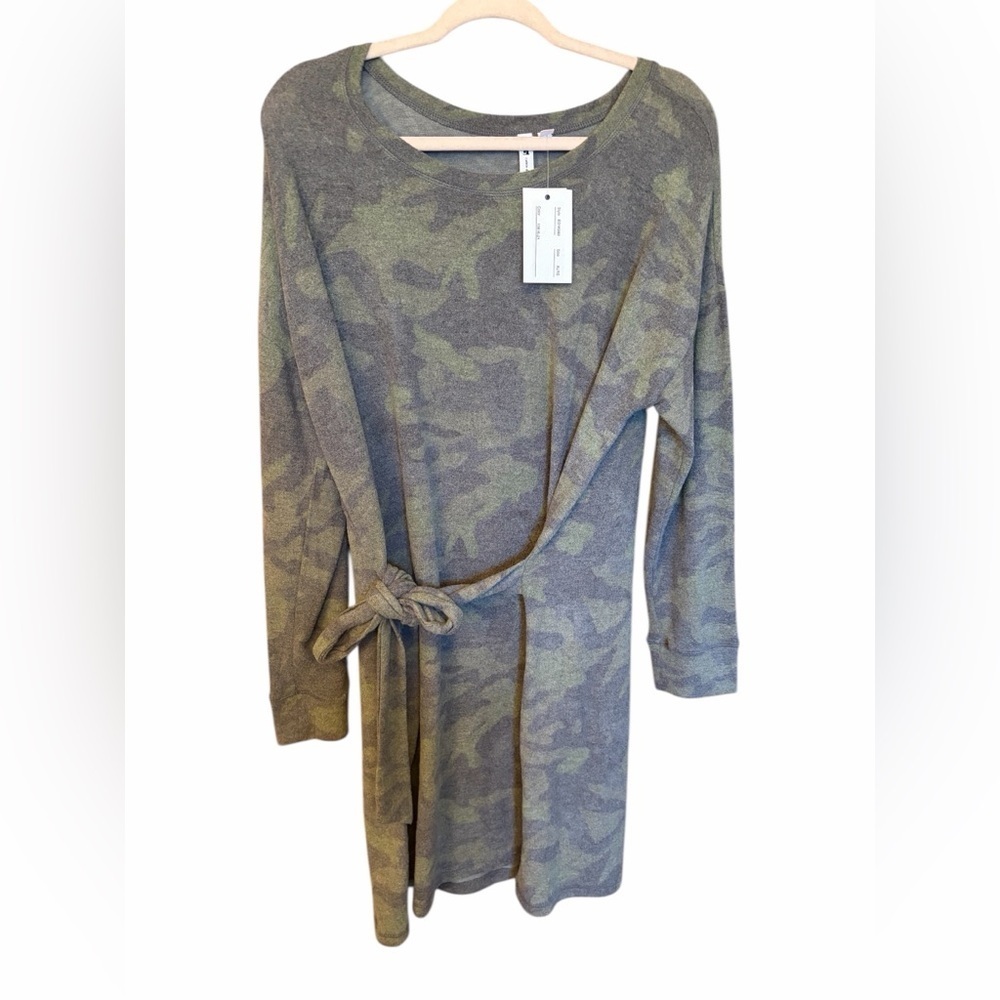 Cable & Gauge Gray/Green Camo Design Knit Dress w/attached belt-NWT-Size XL